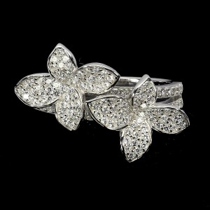 Srebrny piękny pierścionek elegancki cyrkonie AAA kwiat r 16.5