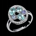 Srebrny elegancki pierścionek r 16 apatyty neon tanzanity naturalne