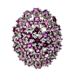 Zjawiskowy srebrny elegancki pierścionek r 15 naturalne granaty rodolity