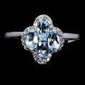 925 Pierścionek elegancki delikatny sky blue topazy naturalne r 15