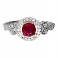 925 Srebrny delikatny pierścionek r 16 naturalny rubin cyrkonie