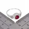925 Srebrny delikatny pierścionek r 16 naturalny rubin cyrkonie
