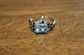 925 Srebrny elegancki pierścionek naturalny sky topaz czarne spinele r 14.5