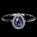 Delikatny pierścionek r 14 cyrkonie tanzanit naturalny 925