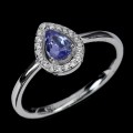 Delikatny pierścionek r 14 cyrkonie tanzanit naturalny 925