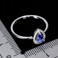 Delikatny pierścionek r 14 cyrkonie tanzanit naturalny 925