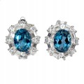 Piękne srebrne eleganckie kolczyki naturalne topazy london blue cyrkonie 2