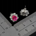 2 Piękne srebrne eleganckie kolczyki naturalne różowe topazy cyrkonie