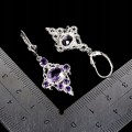 2 Wiszące srebrne eleganckie kolczyki 925 ametysty naturalne