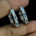 2 Piękne srebrne delikatne eleganckie kolczyki naturalne topazy sky blue