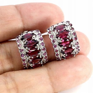Kolczyki zjawiskowe eleganckie naturalne granaty rodolity srebro 925 2