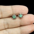 Delikatne kolczyki naturalne diamenty srebro szmaragdy 925 2