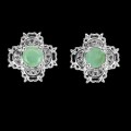 2 Srebrne delikatne eleganckie kolczyki naturalne białe topazy szmaragdy