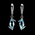 Piękne srebrne delikatne eleganckie kolczyki naturalne topazy sky blue 2