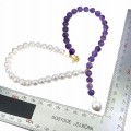 925 Elegancki zjawiskowy naszyjnik naturalne perły ametysty srebro