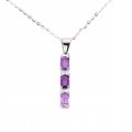925 Srebrny delikatny naszyjnik naturalne ametysty cyrkonie