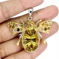 Wisiorek żuk 33ct cytryn naturalne granaty turmaliny 925 zjawiskowy