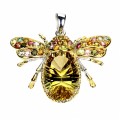 Wisiorek żuk 33ct cytryn naturalne granaty turmaliny 925 zjawiskowy
