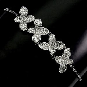 Delikatna 925 piękna zjawiskowa bransoletka srebrna cyrkonie AAA motyl