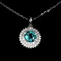 Srebrny elegancki delikatny naszyjnik cyrkonie topaz zielony naturalny 925