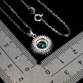 Srebrny elegancki delikatny naszyjnik cyrkonie topaz zielony naturalny 925