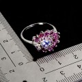 925 Pierścionek srebrny elegancki delikatny naturalne granaty tanzanit r 15