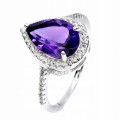 Elegancki piękny pierścionek 925 naturalny ametyst cyrkonie r 20