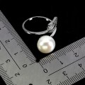 925 Pierścionek srebrny delikatny naturalna perła cyrkonie r 17