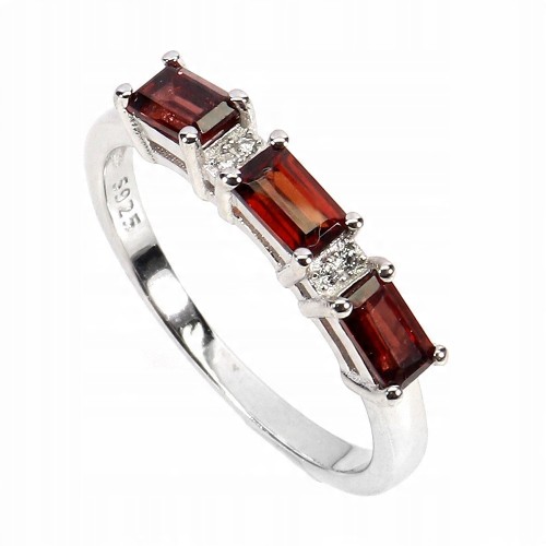 Pierścionek r 20 delikatny srebrny naturalne granaty cyrkonie elegancki