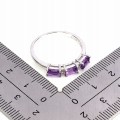 925 Pierścionek srebrny delikatny elegancki naturalne ametysty r 14.5