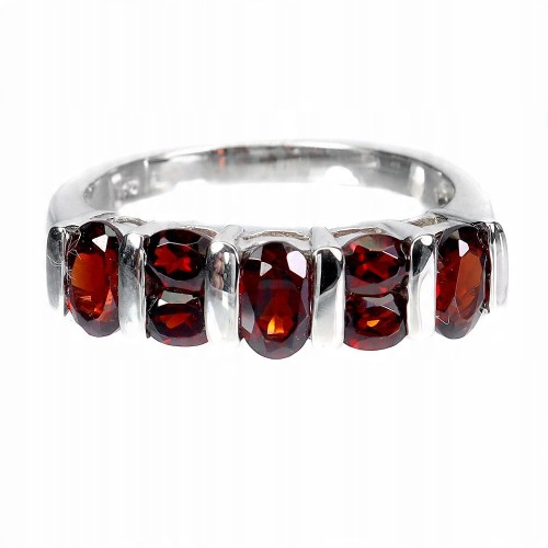 925 Elegancki pierścionek r 19.5 srebrny naturalne granaty