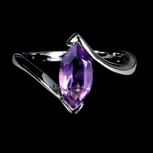 925 Pierścionek elegancki delikatny ametyst naturalny zjawiskowy r 14.5