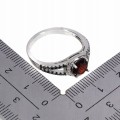 925 Pierścionek elegancki srebro naturalny granat czarne spinele r 17