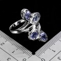 Pierścionek r 14 elegancki srebrny naturalne iolity zjawiskowy 925