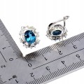 2 Piękne srebrne eleganckie kolczyki naturalne topazy london blue cyrkonie
