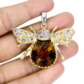 Wisiorek żuk 33ct cytryn naturalne granaty tanzanity 925 zjawiskowy