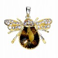 Wisiorek żuk 33ct cytryn naturalne granaty tanzanity 925 zjawiskowy
