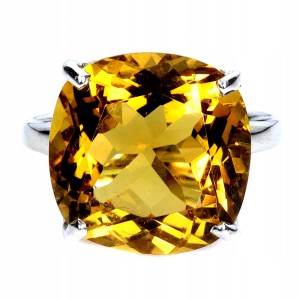 Zjawiskowy elegancki pierścionek srebrny naturalny 15ct cytryn r 16.5 925