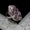 925 Pierścionek srebrny elegancki naturalne rodolity granaty tanzanity r 15