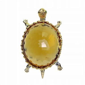 Zjawiskowy pierścionek srebrny ogromny 51ct cytryn syntetyczny r 19.5 żółw