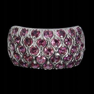 Elegancki pierścionek srebrny 925 naturalne rodolity granaty r 17