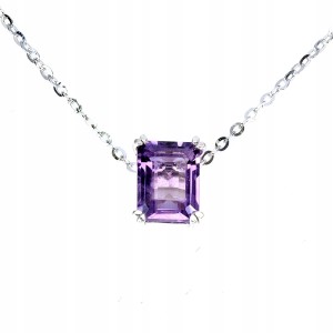 925 Elegancki delikatny naszyjnik srebrny naturalny ametyst