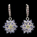 Srebrne eleganckie kolczyki tanzanity granaty oliwiny naturalne 925 2