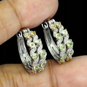 925 Srebrne eleganckie kolczyki naturalne oliwiny szafiry Songea 2