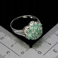 925 Pierścionek zjawiskowy naturalne szmaragdy szafiry Songea r 19