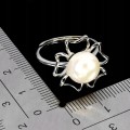 925 Pierścionek delikatny elegancki naturalna kremowa perła kwiat r 16
