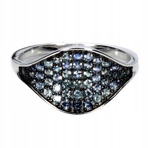 925 Pierścionek zjawiskowy delikatny r 14 naturalne niebieskie szafiry