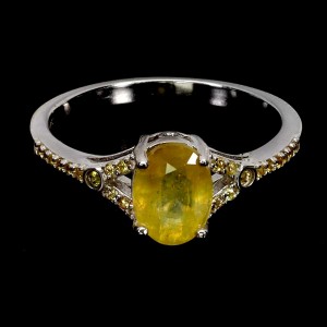 925 Delikatny elegancki pierścionek r 16.5 srebro naturalne żółte szafiry