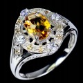 Pierścionek 925 elegancki naturalne tanzanity cytryn szafiry Songea r 16