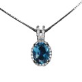 Naszyjnik elegancki delikatny naturalny London Blue topaz cyrkonie 925